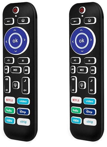 2 Pack Backlit Remote Control Only for Roku TV, Fit for TCL/Onn/Hisense/Element/Sharp/Philips/Westinghouse/Insignia/JVC/RCA/Hitachi/Sanyo Roku Series TVs (Not for Roku Stick and Box)-Black