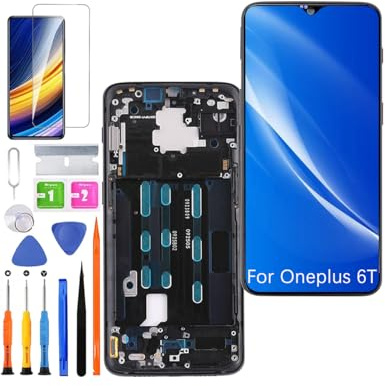HLYGZX Display für Oneplus 6T LCD Bildschirm Ersatz TFT,A6010 A6013 Display Bildschirm Digitizer Assembly Reparaturteile Kit(Schwarz mit Rahmen,Ohne Fingerabdruck)