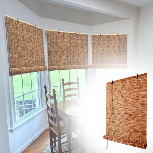 BZCKBZ Tenda A Rullo in bambù Naturale, Tende Avvolgibili in Canna for Patio, Tenda da Sole in Bamboo, Tapparelle in Reed for Finestre Interne, 50 70 80 90 100 120 130 140 150 Cm(150x230CM/59x90IN)