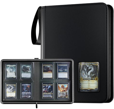 ProCase Albume con Top Loader per Carte, con 4 Scomparti per 144 Carte da Collezione O Sportive, Compatibile con TCG, MTG in Top Loader 3 X 4 -Nero