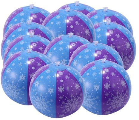 SAVITA 12uds Pelotas Playa Hinchable, 22cm Moradas y Azules con Forma de Copo de Nieve para el Invierno Juguetes Piscina para Niños y Bebés Artículos Fiestas al Aire Libre