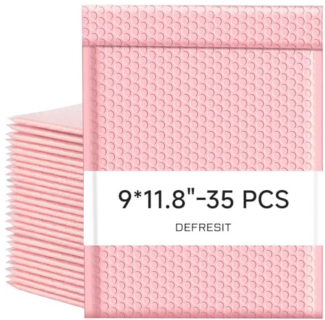 35Pcs Bubble Mailers, 25x30cm Padded Envelopes Bubble Lined Wrap Polymailer Bags for Shipping Packaging Mailing Self Seal,Pink