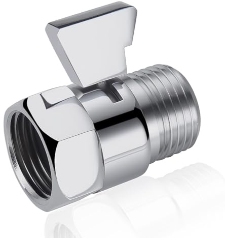 Shower On Off Valve, Shower Head Flow Restrictor Brass Shower Shut Off Valve for Shower Head Hand Shower, Chrome