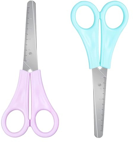YIKTUNQ Kids Scissors with cm Scale, 2 Pcs 13 cm Blunt Tip Scissors