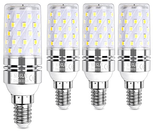 SAUGLAE LED Maíz Bombilla 12W, 100W Incandescente Bombilla Equivalentes, 6000K Blanco Frío, E14 Tornillo Edison Pequeño, 1450lm, 4-Pack