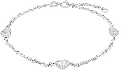 Amor armband 925 sterling silver dam armsmycken, 17+2 cm, silver, hjärta, Kommer i smycken presentförpackning, 9745012