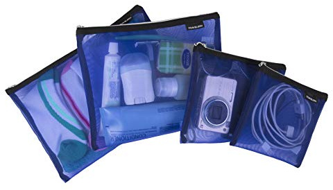 Travelon Set of 4 Mesh Bags, Blue, 9.5 x 12.75 x 0.5, Travelon Set of 4 Mesh Bags