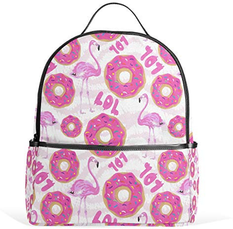 Sac à Dos étanche avec Donuts de Flamant Rose - Sac à Dos de Sport - Sac à Dos de Gym - Sac à Dos décontracté - Sac de Voyage en Plein air - pour Enfants, Femmes, Hommes, Filles, garçons