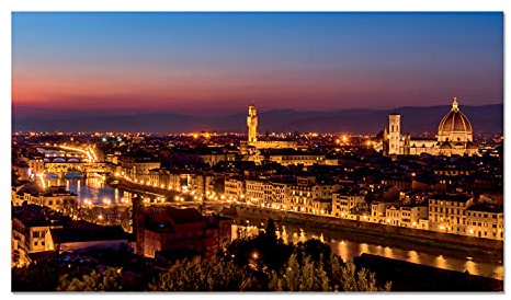 Giallobus - Quadro - Firenze di notte - Vetro acrilico Plexi - 140x80 - Pronto da appendere - Quadri moderni per la casa