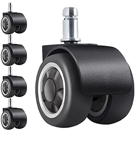 Office Chair Caster, Rubber Tire Widened Design Protecting Floors Set of 5