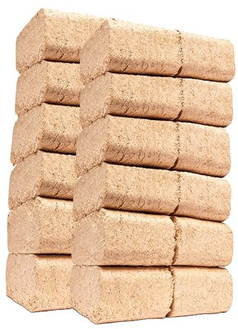 100% Natural RUF Heat Briquettes Alder Birch Dry Wood - 12 Bricks 10kg - Low 10% Moisture Easy to Light - Low Ash Eco Friendly for Open Fire Stove Fuel Wood Burner Chiminea (24 Bricks- 20kg)