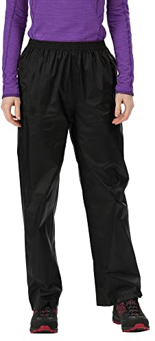 Hazy Blue Womens Waterproof Over Trousers Rain Pants Overtrousers for Ladies Rainwear Walking Clothing (XL - 18-20, Black)