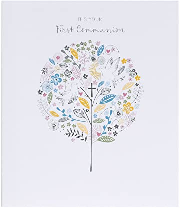 UK Greetings Tarjeta de primera comunión para niña o niño con sobre, diseño de árbol floral