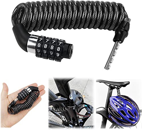 Kabelschloss Zahlenschloss mit 4-Steillig, Motorradhelm Schloss aus Zinklegierung und PVC,Fahrradschloss Helmschloss Klein und Leicht zu Tragen für Kinderwagen, Scooter, Helme, Fahrräder