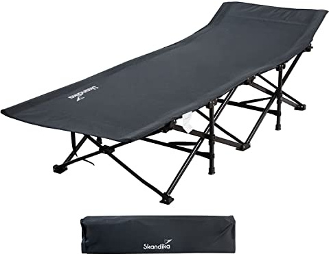 Skandika Erola Lit de Camp | Lit Pliant Confortable, Stable, Max. 150 kg, Grande Surface de Couchage 190 x 68 cm, Pliable, Poche latérale | Lit de Camp pour Le Camping, la Tente