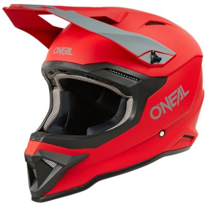 O'NEAL | Casco Motocross | Moto MX Enduro | Carcasa ABS, Norma de Seguridad ECE 22.05, Ventilaciones para una ventilación y refrigeración óptimas | Casco 1SRS Solid V.24 | Adulto | Rojo | Talla L