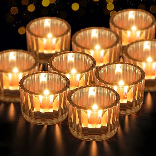 12 PCS Tea Light Candle Holders, 5cm x 3.8cm Clear Tealight Holders, Table Centerpiece Tea Light Holder, Retro Round Votive Candle Holder for Table Decor,Home Decor, Wedding, Birthday
