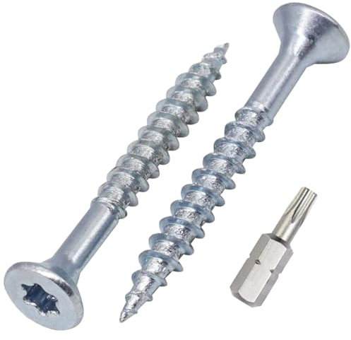 SKIR'CO (100 pezzi) Viti per Legno in Acciaio Zincato 3,5 x 35 mm, Viti a Testa Svasata Torx, Viti per Truciolare, Parzialmente Filettate