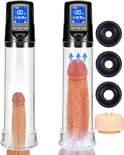 ZONEWD Eléctrica Pễnẹs Vácīò Bomba con 4 Intensidades de Succión para Ayua Crêcimiênto Del Pễｎẹ Eléctrico Ampliadora Del Pễｎẹ Ampliar Músculo Dispositivo Mejora Extensor Largo Entrenamiento