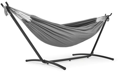 Mondeer Hamaca con Soporte, Hamaca de Camping al Aire Libre, Jardín, Hamaca de Tela Individual con Marco de Metal con Bolsa de Transporte Portátil y Accesorios, Carga de 200 Kg