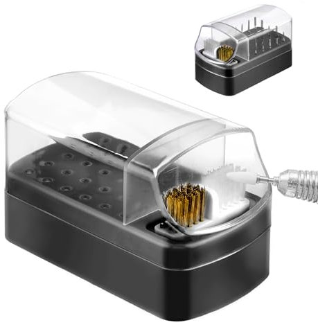 Andibro 2 in 1 Nagelbohrer Halter,30 Löcher staubdichter Nagelbohrer Organizer Nagelbohrer Reinigungsbürstenetui staubdichter Nail Bohrer Ständer Display Aufbewahrungsbox Reiniger Maniküre