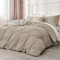 Luofanfei Baumwolle Bettwäsche 200x220 Beige Khaki Taupe Einfarbig Muster Renforce Baumwollbettwäsche Premium Uni Modern Weiche Bettbezuge und Kissenbeüge 80x80 cm mit Reißverschluss