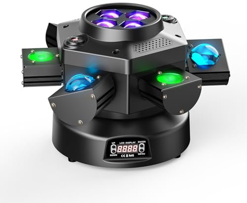 180W Moving Head LED RGBW Partylicht LED Strahler Bühnenlicht dmx512 Soundaktivierter Lichteffekt mit 6 Lichtarmen für DJ Bar Geburtstag Disco Hochzeit Scheinwerfer