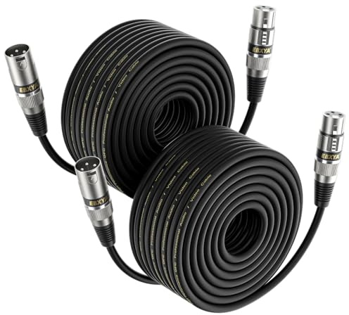 EBXYA - Cable XLR de micrófono 30m 2 paquetes - 3 pines XLR balanceado macho a hembra - Cable de patch para micrófono - Audio mezclador