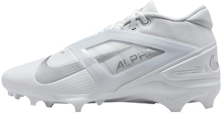 Nike Alpha Menace 4 Elite Football Cleats (FD7036-600, University Red/Team Red/Black/White), White/Metallic Silver, 11.5 UK