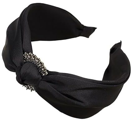 WANYI Haarreifen Haarreif Damen Satin Stirnband Haarreif Dirndl Mode Stirnbänder Niedlich Haarband Breite Haarbänder Haarschmuck für Frauen Mädchen(Schwarz)