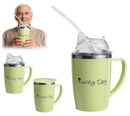MINZHI 350 ml,Tasse à bec adulte, avec paille, Gobelet anti-fuite 3 en 1 pour adulte, Gobelet pour personnes âgées, convient aux patients, auxpersonnes âgées et aux personnes handicapées
