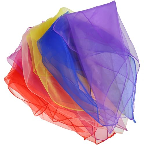 Gogogmee Lot de 6 Petits Foulards Carrés Colorés pour Garçon et Filles, Accessoires de Scène Polyvalents en Tissu Souple, pour Spectacles, Danse et Jonglerie, Couleurs Candy