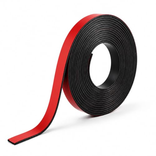 Carehabi Bande Magnétique Autocollante 4m, Bande Aimantée Adhésive avec Épaisseur 2mm, Ruban Magnétique Adhésif pour Moustiquaires Fenetre, Aimanté pour Outils Cuisine, Bureau & DIY