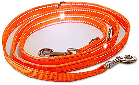 Activity4Dogs Reflektierende Hundeleine Signal-Orange für mittelgroße und große Hunde – 3-Fach verstellbar 2m – Made in Germany Nylon Führleine Robust & Wetterfest – Trainingsleine reißfest