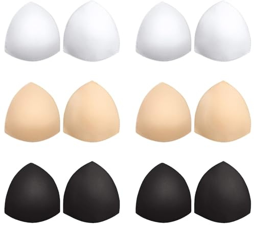 Awpeye Bra Pads Inserts 6 Pairs, Bra Cups Inserts, Removable Breast Enhancers Inserts for Women (Beige, Black, White)