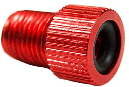 Charmate 1x Fahrrad Color Alu Ventiladapter - DV SV Dunlop/Französisches Ventil auf KFZ Autoventil AV - mit Dichtring (ROT)
