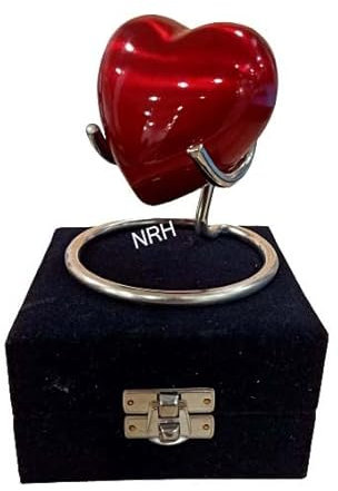 Urne funéraire pour cendres - En forme de cœur rouge - Avec boîte noire et support - Mini urne commémorative pour votre bien-aimé