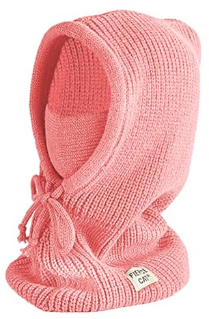 JFAN 2 i 1 vintermössa barn stickad mössa mössa halsduk set flickor pojkar unisex beanie varm, ROSA, one size