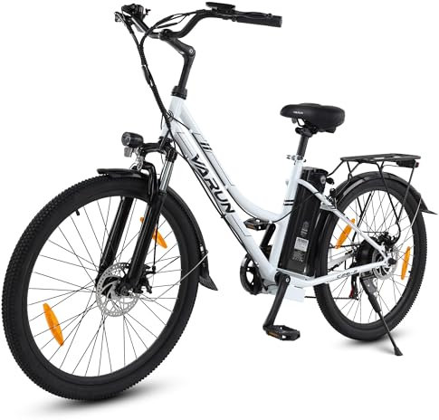 VARUN E-Bike, 26 Zoll E Bike Damen Herren mit 48V 374.4 Wh Lithium Akku, 250W 55NM Motor, Elektrofahrrad mit 5 Modi, 7-Gang, LCD-Display, E-Fahrrad bis zu 80KM, City Ebike mit EU-Konformes