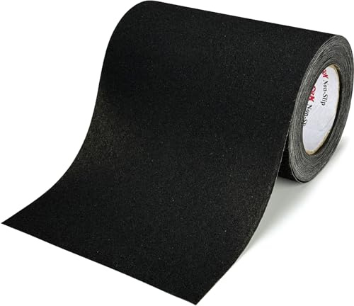 S&X Nastro antiscivolo 20 cm x 12,2 m per skateboard, gradini, scale, ponti, nastro antiscivolo ad alta trazione, impermeabile e durevole, nero