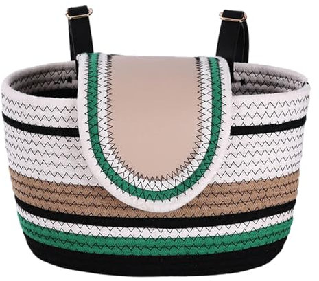 Zqkimzi Fahrradkorb, Lenkerkorb, Seilkorb, Organizer, Aufbewahrungskorb vorne, tragbarer und funktionaler gewebter Korb mit Lenkerbefestigung, geeignet für Fahrräder und E-Bikes