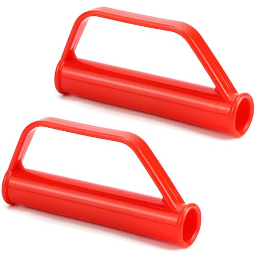 QWORK® Lot de 2 Poignées de Sécurité Rouge pour Diable - Diamètre Intérieur 25 mm - Poignées de Rechange avec Protège-Mains