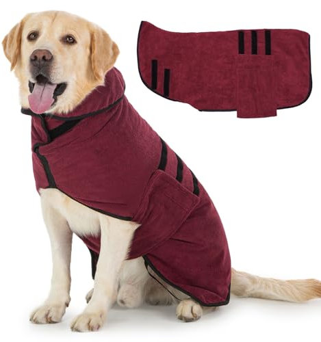 Cyponpy Hundebademantel Microfaser Schnelltrocknendes Handtuch Hund Extra Saugfähig Bademantel Hund Frottee für Kleine Mittlere Große Hunde Warm Hundemantel mit Klettverschluss Winter Hundebekleidung