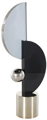 Deco 79 Glass Abstract Decorative Sculpture Home Decor Statue with Silver Orb and Base, Accent Figurine 7 x 3 x 16, Black