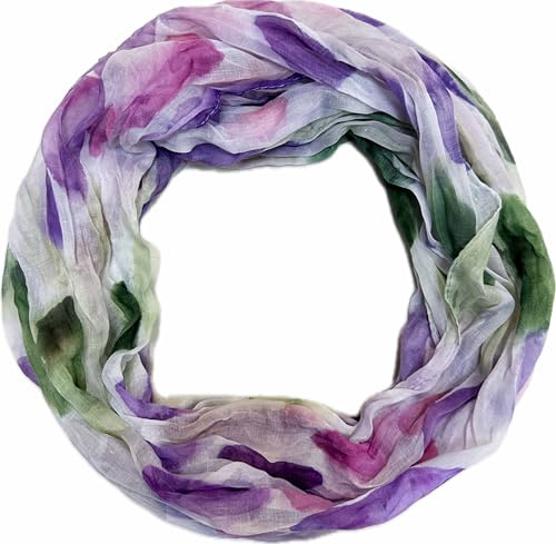Jeamis cirkel siden loop gradient vår rund halsduk regnbåge unisex sommar lätt halsduk stola prickar, PricksH lila, 160 x 48 cm