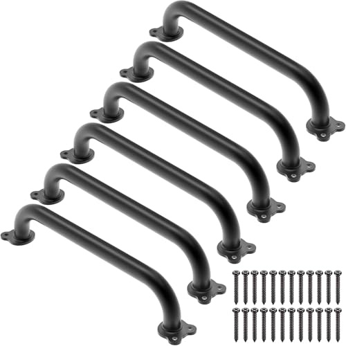 Dolibest handtag metall, 43 cm barns klättergrepp 6-pack handikappade seniorer säkerhetsgrepp lekställe klätterställ inomhus utomhus greppstänger för toalett/bad/dusch/högsäng, grodbas svart