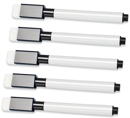 Eduway Magnetisk markör för White Board | Magnetisk penna med suddgummilock | Ultrafin spets och raderbara markörer med låg lukt | perfekt för kontor, skola och klassrum | Förpackning med 5 (svart)