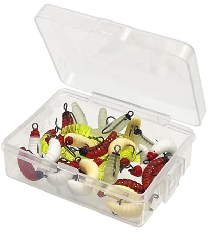 30PCS Soft Plastic Fishing Lures for Freshwater Maggot Baits Saltwater Lake with Hook Fishing Artificial Baits