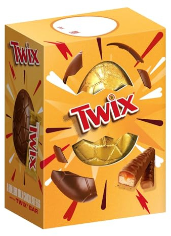 Uovo di Pasqua al Cioccolato al Latte con Barrette Twix Caramello e Biscotto per twix 170g