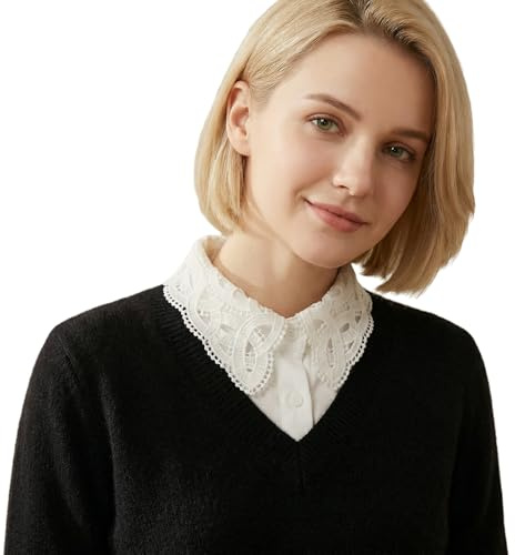 BEoneBEwin Fake Collar Detachable Dickey Collar Blouse Half Shirts Peter Pan Collar for Women & Girls, White a, One Size